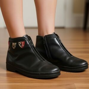 Vintage Tyrol Canada Leather Ankle Boots Sherpa Lined Women Embroidered …